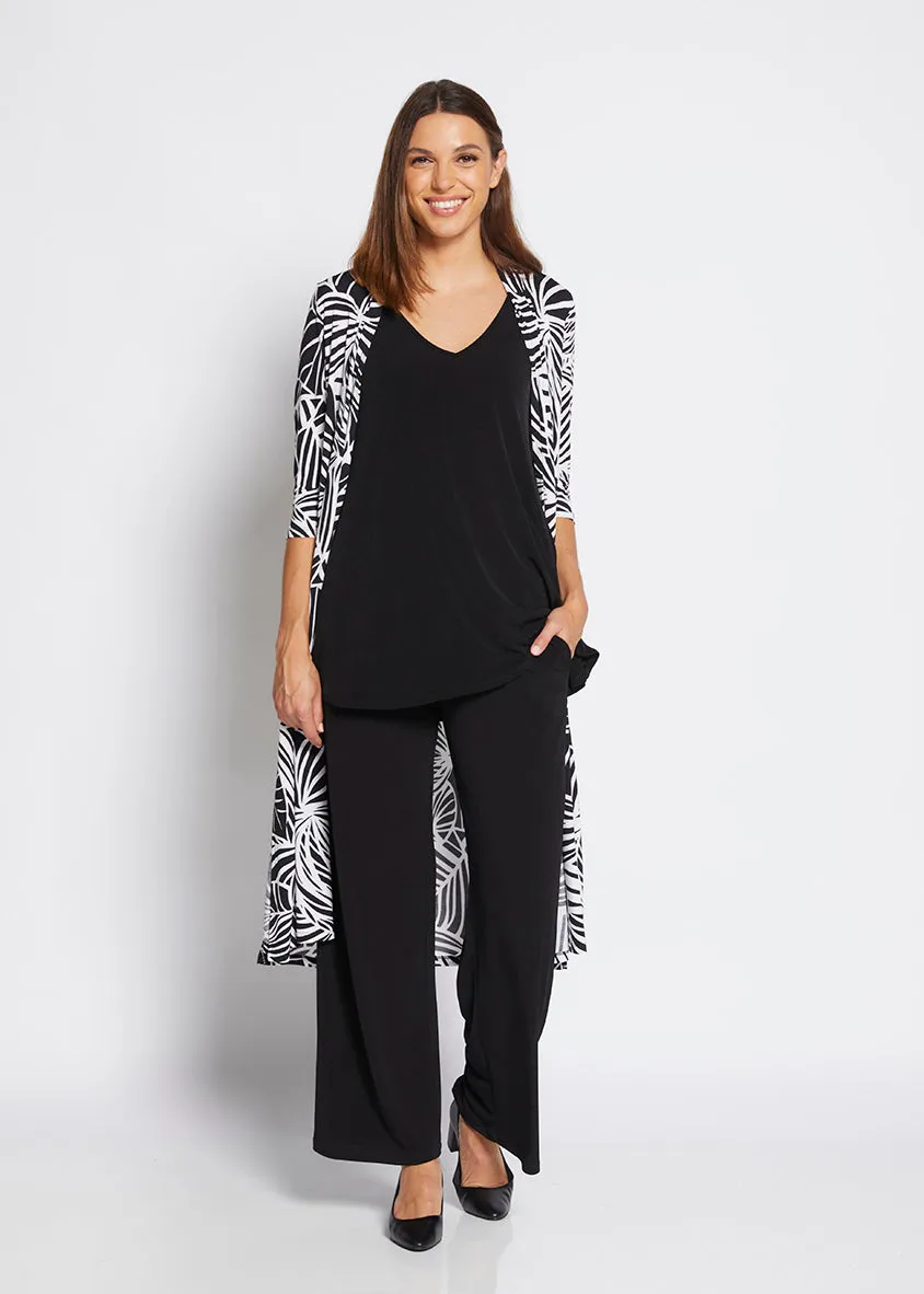 Neo jersey longline cardi in Palm print