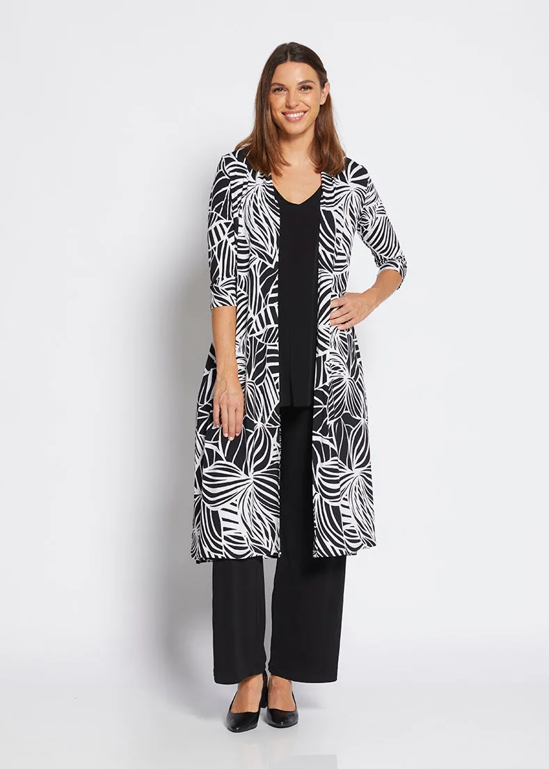 Neo jersey longline cardi in Palm print