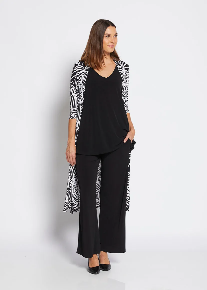 Neo jersey longline cardi in Palm print