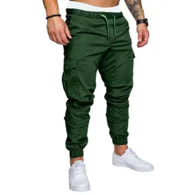 New Casual Joggers Pants - Cargo Solid Color Men Cotton Elastic Long Trousers (TG4)(TG1)