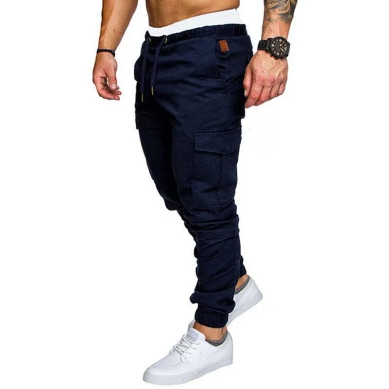 New Casual Joggers Pants - Cargo Solid Color Men Cotton Elastic Long Trousers (TG4)(TG1)