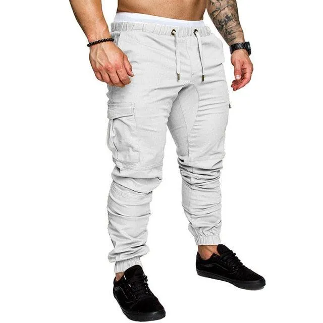 New Casual Joggers Pants - Cargo Solid Color Men Cotton Elastic Long Trousers (TG4)(TG1)