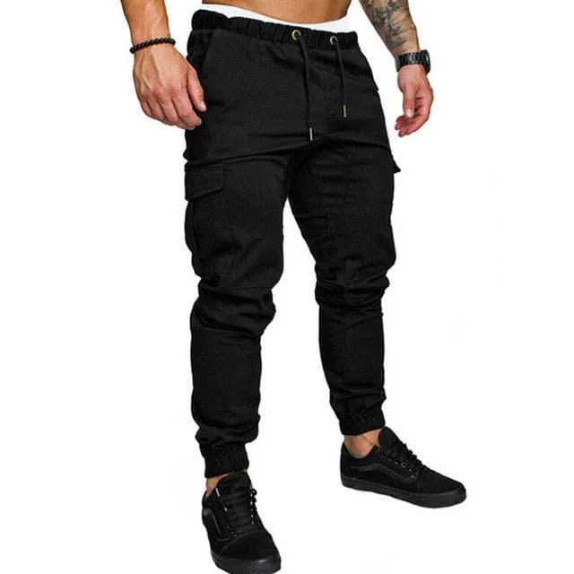 New Casual Joggers Pants - Cargo Solid Color Men Cotton Elastic Long Trousers (TG4)(TG1)