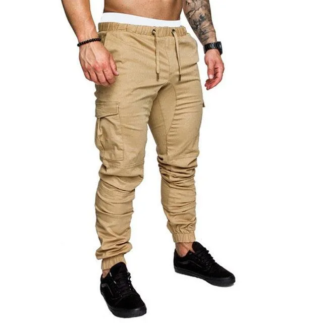 New Casual Joggers Pants - Cargo Solid Color Men Cotton Elastic Long Trousers (TG4)(TG1)