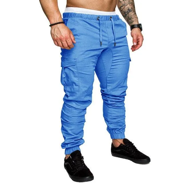 New Casual Joggers Pants - Cargo Solid Color Men Cotton Elastic Long Trousers (TG4)(TG1)