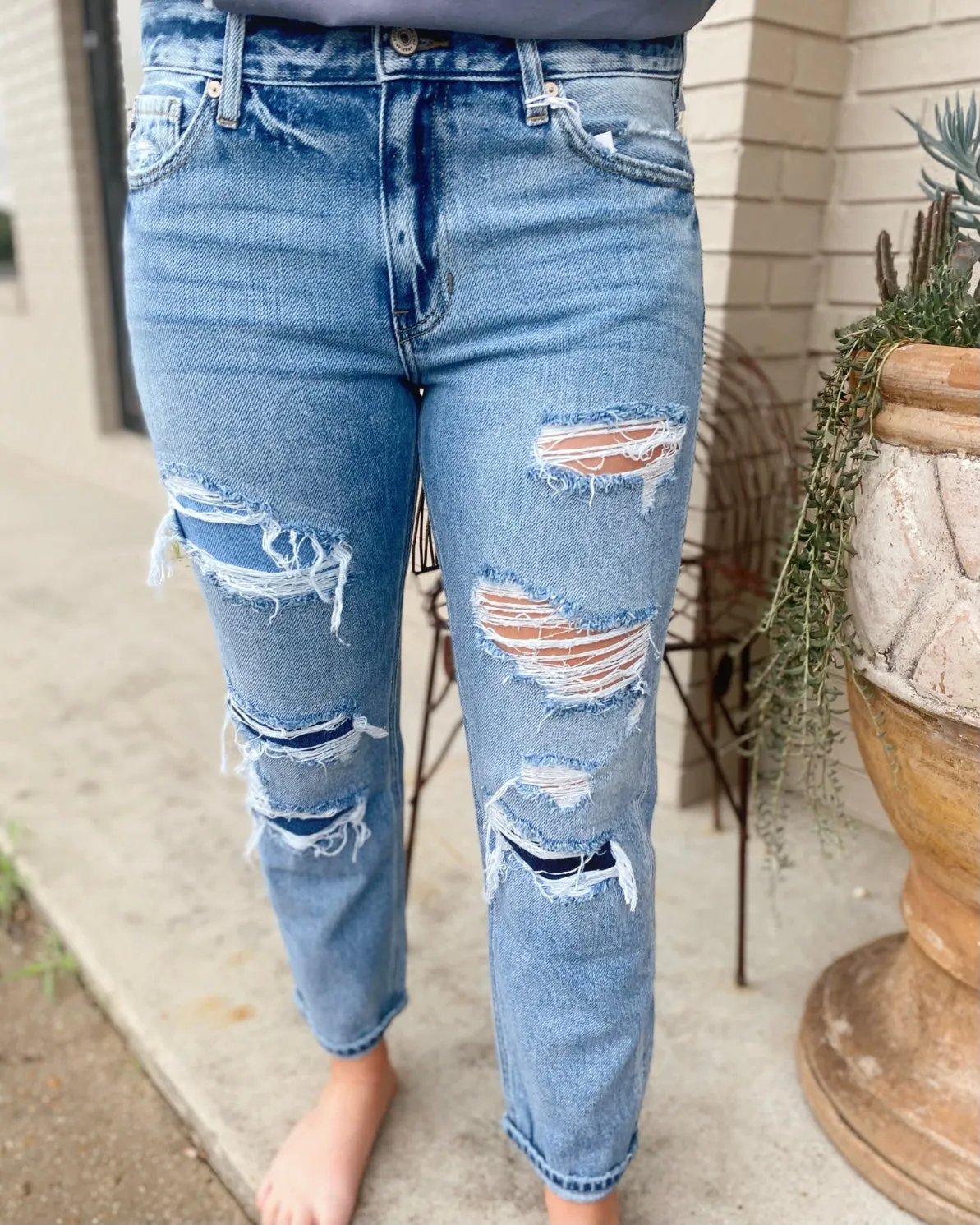 On Your Mark Mid Rise Boyfriend Jeans