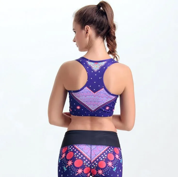 Print Purple Stylish Screen Sports Bra for Women