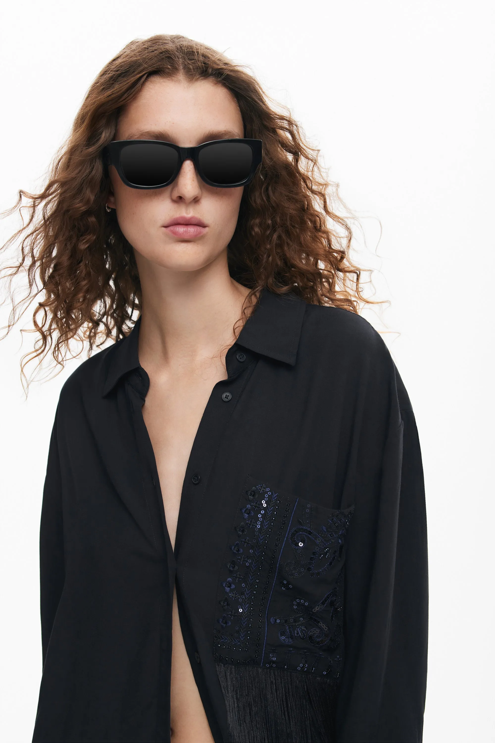 Sequin Detail Shirt - Black