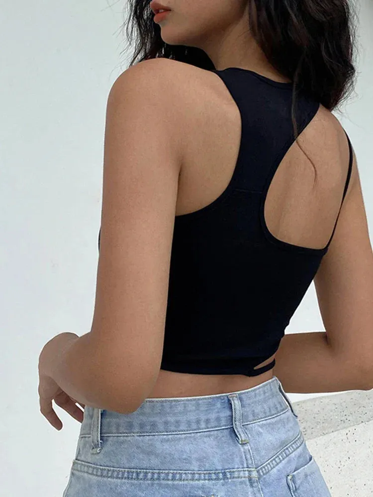 Sleeveless Black Crop Top