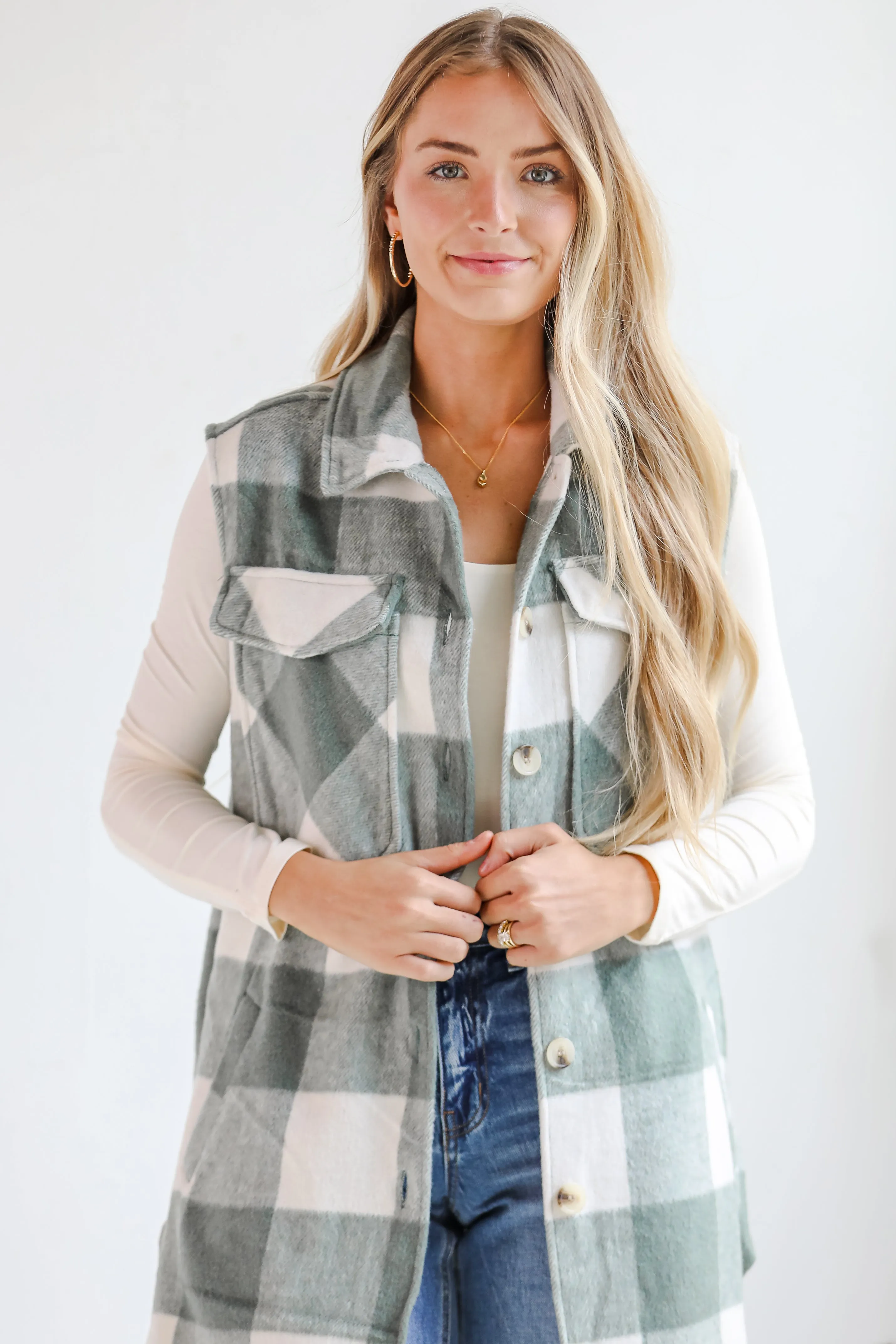 Sophisticatedly Cozy Plaid Longline Vest