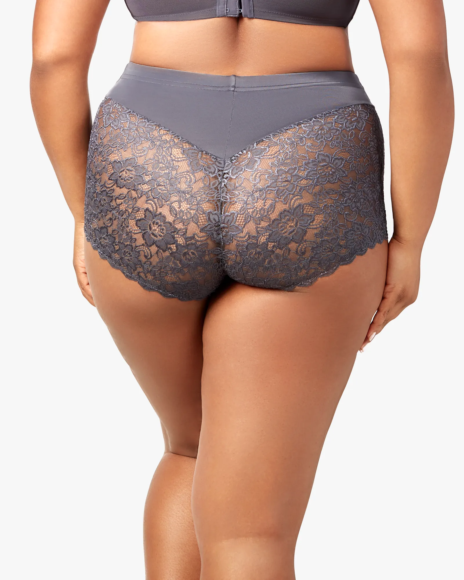 Stretch Lace Cheeky Panty | Steel Grey