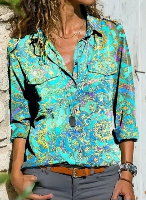 Sweet Printed Button Down Polyester Shirt