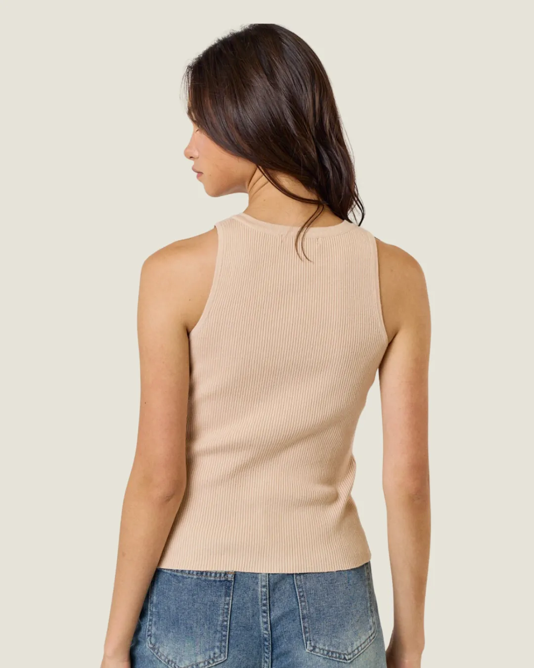 The Alix: Sleeveless Ribbed Button Front Knit Top