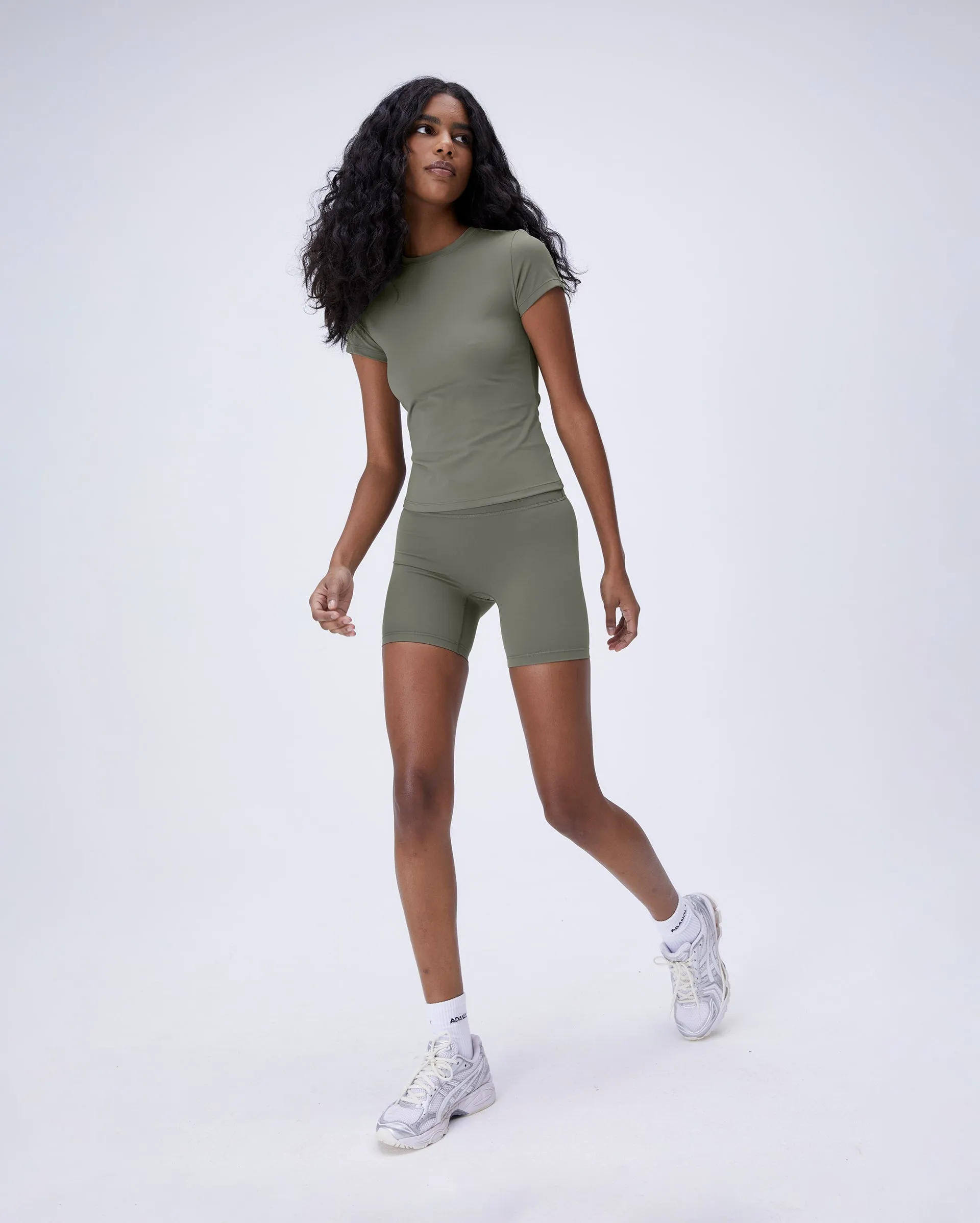 Ultimate Short Sleeve Longline Top - Olive Green