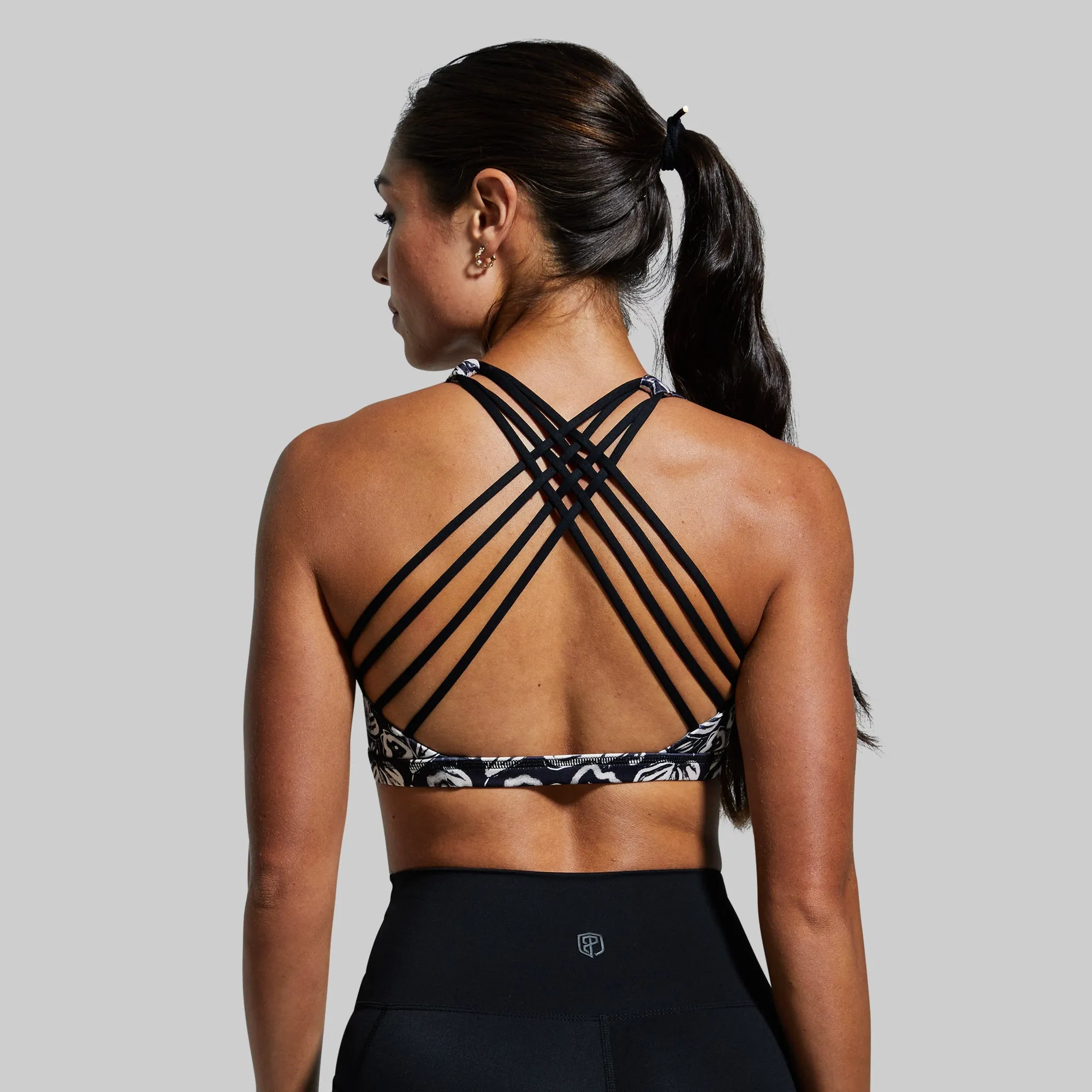 Vitality Sports Bra (Wild Black Flowers)