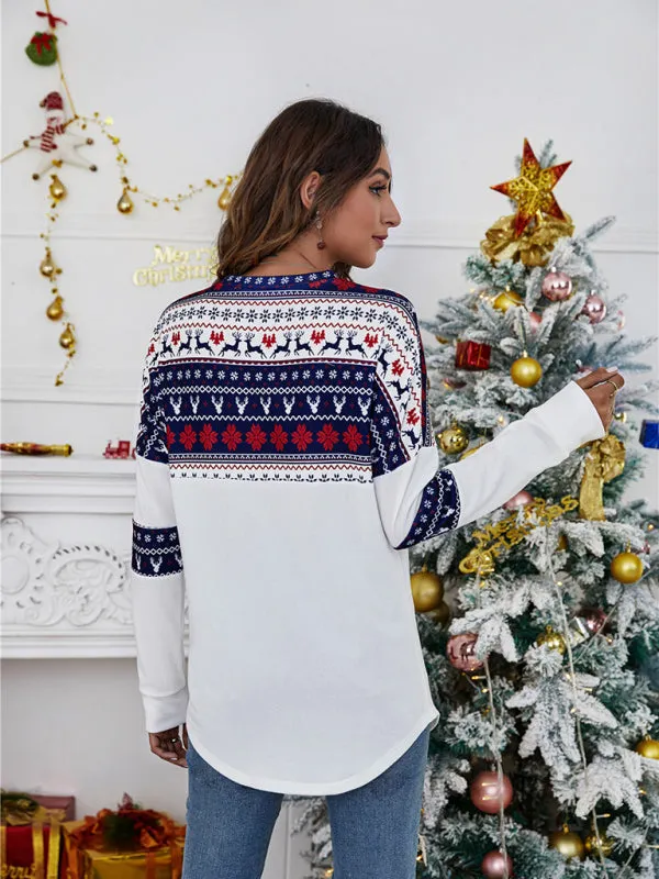 Women's Christmas knitted long-sleeved tops