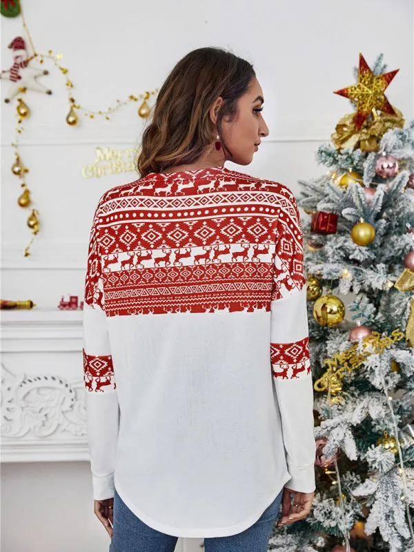 Women's Christmas knitted long-sleeved tops