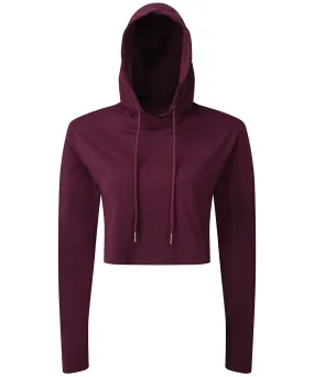 Womens TriDri® cropped hooded long sleeve t-shirt | Mulberry