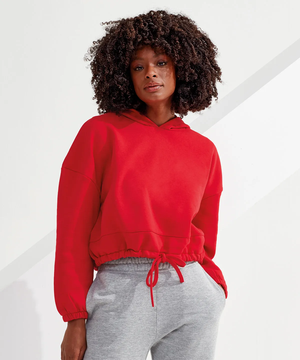 Womens TriDri® cropped oversize hoodie | Fire Red